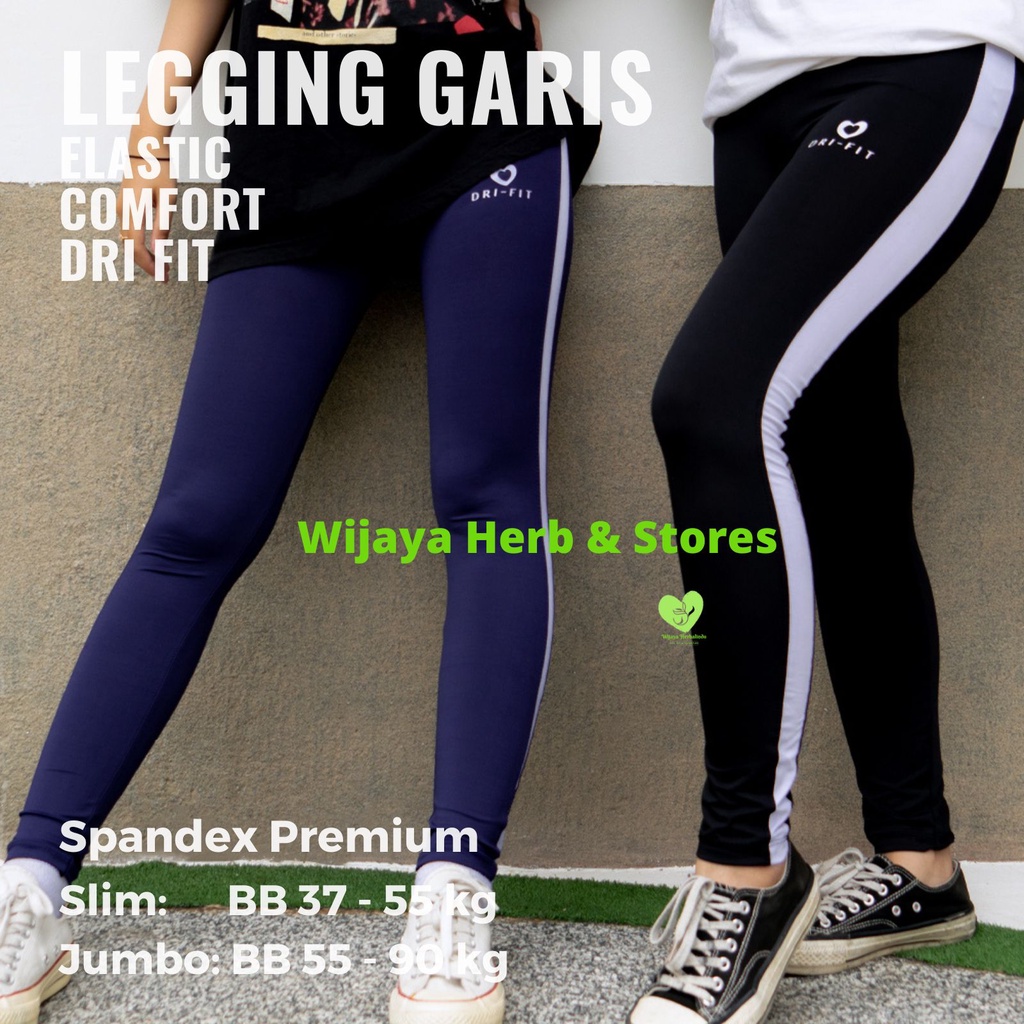 [Sport ] Legging Senam Wanita Motif Garis / Celana Ketat Olahraga / Celana Legging Panjang Wanita