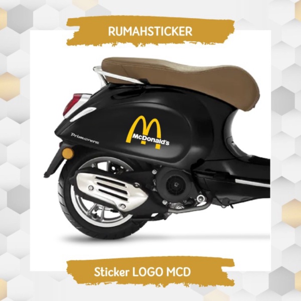STICKER STIKER CUTTING MCD MC DONALDS VESPA HONDA SCOOPY GENIO - TEKS MERAH Berkualitas