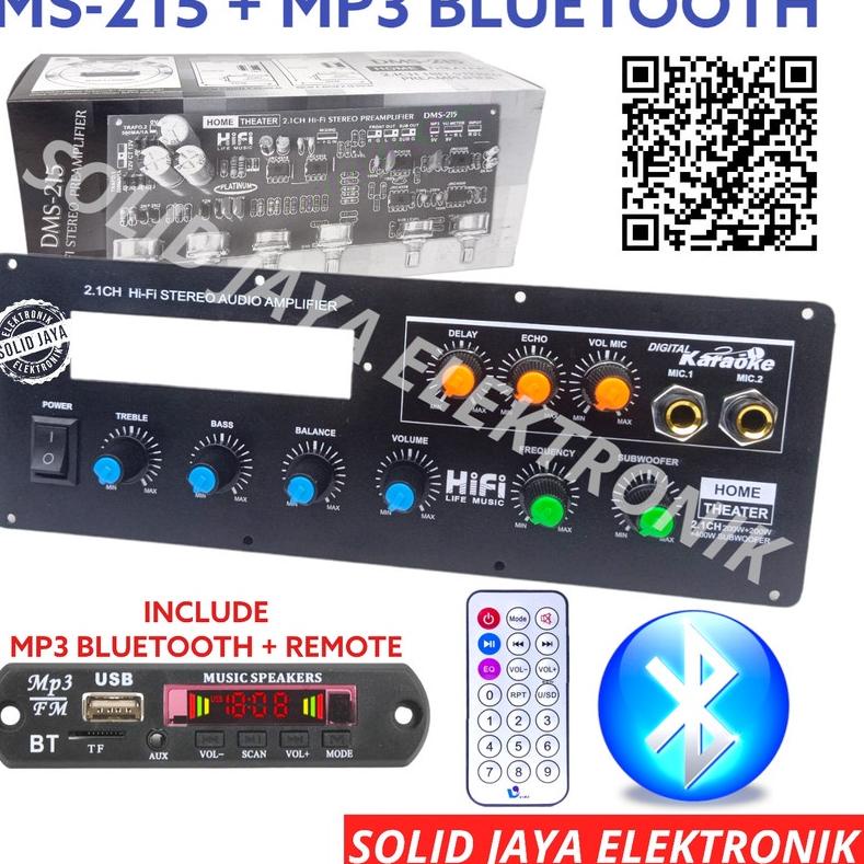 ❋ KIT TONE CONTROL AKTIF 2.1 DMS-215 HOME THEATER PLUS MP3 BLUETOOTH BT DIGITAL ECHO MIC MIK SUB SUB