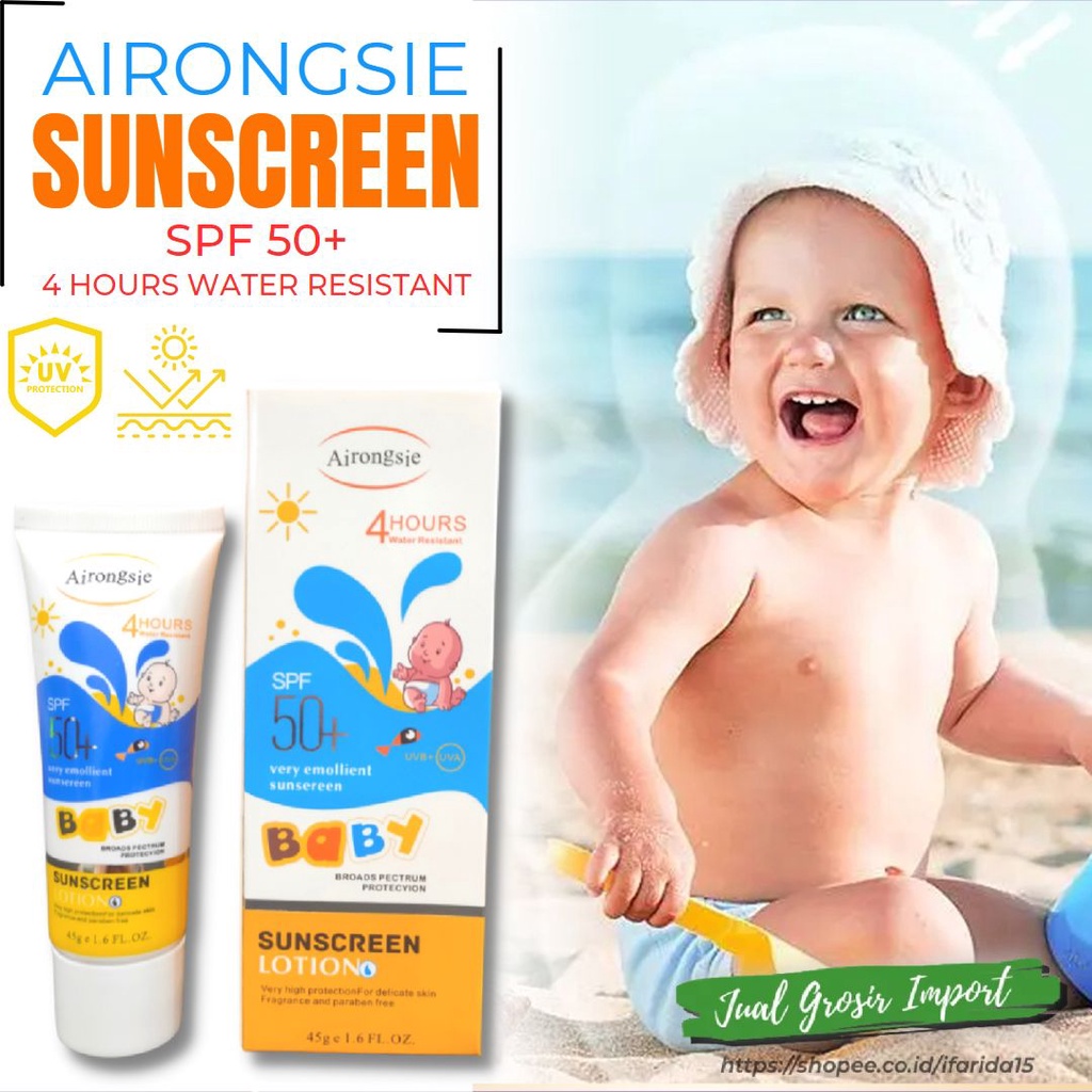 Sunscreen Lotion Baby Kids Airongsie SPF50+ 4 Hours Water Resistant