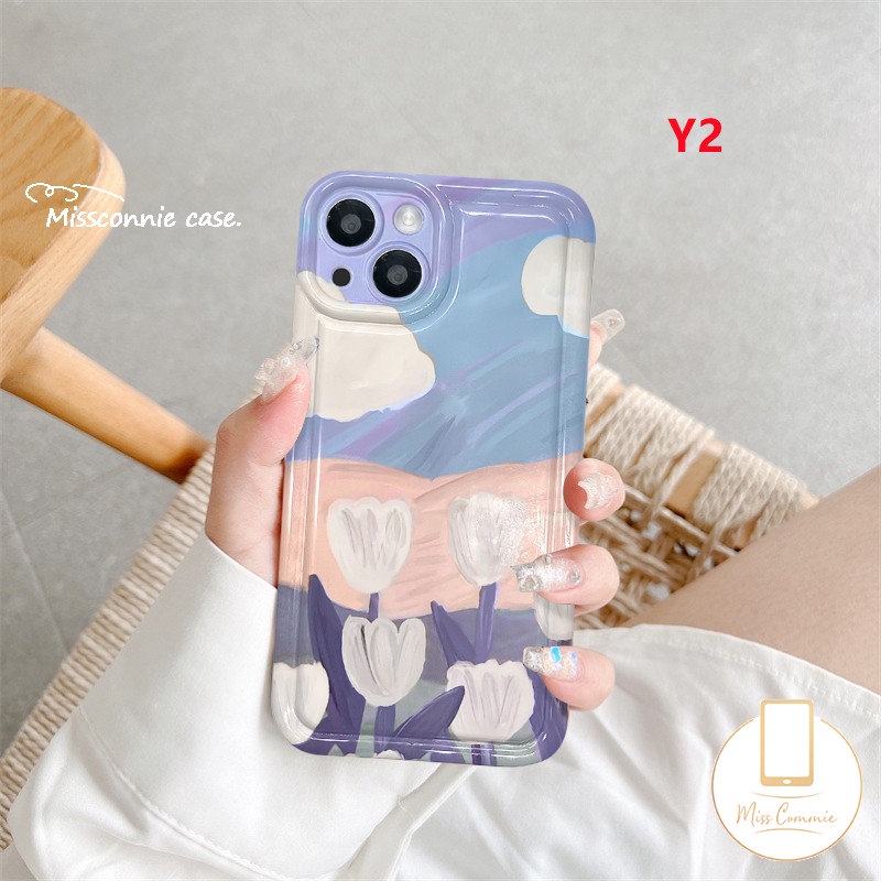 Case Bunga Lukisan Cat Minyak Realme C53 C33 C55 C30 7i C17 9i C25 C15 C35 C20 C25s C12 C25Y C21Y C11 Realme 5i 5 6i 5s C20A C3 C11 Airbag Shockproof Fresh Flowers Tulips Soft Cover