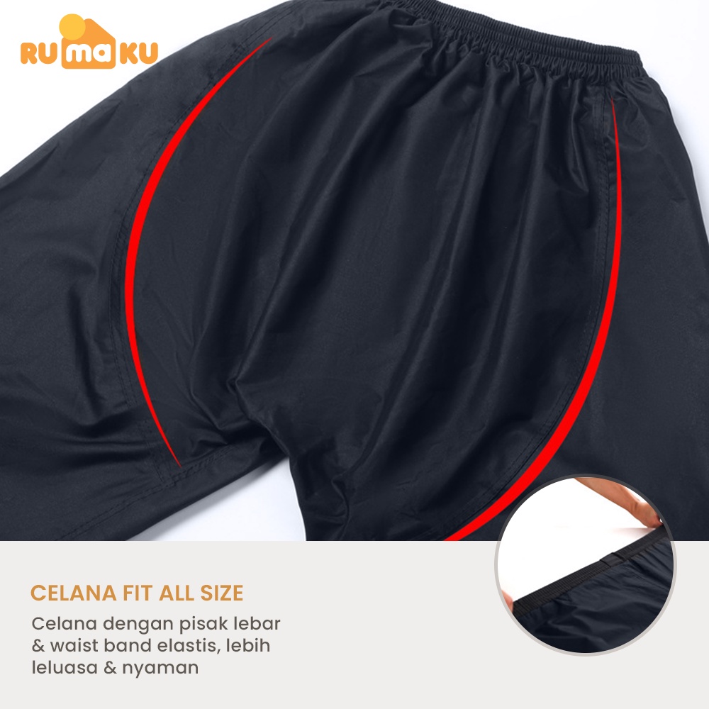 Rumaku Jas Hujan Setelan Premium All Size Pria Wanita Tebal Anti Angin T-160 Cloth