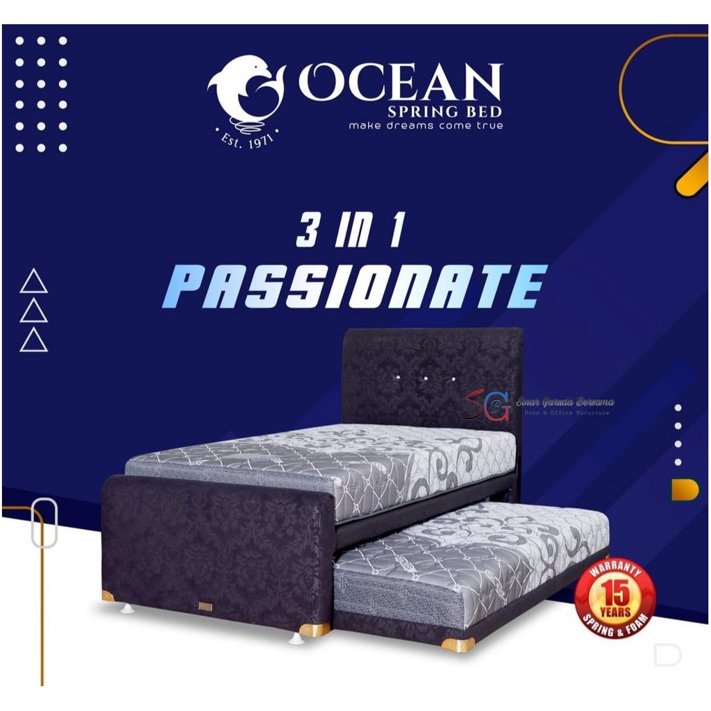 OCEAN KASUR SPRING BED 3IN1 PASSIONATE WARNA ABU ABU / KASUR SORONG DORONG ANAK