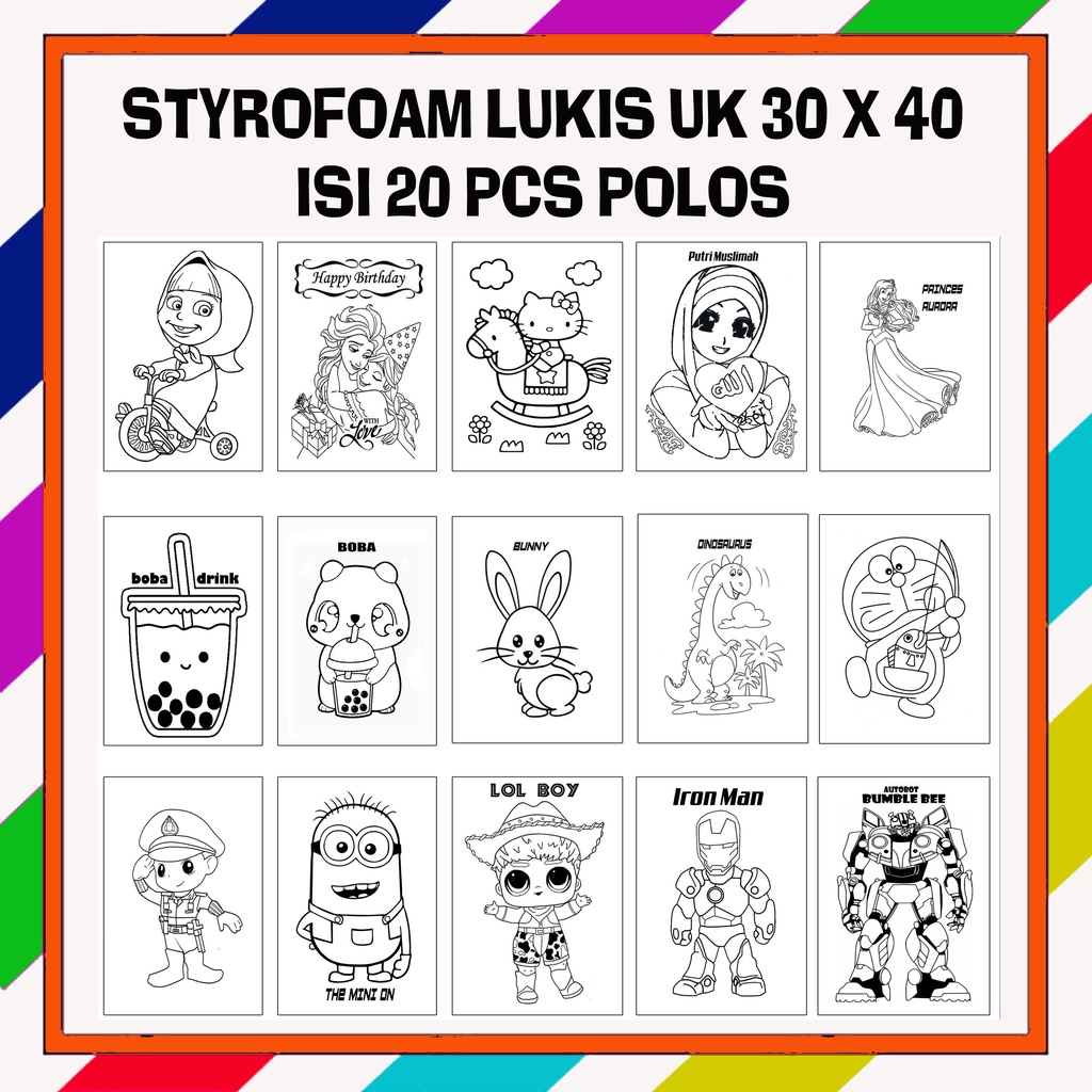 

Styrofoam lukis gabus mewarnai isi 20 pcs uk 30 x 40 polos