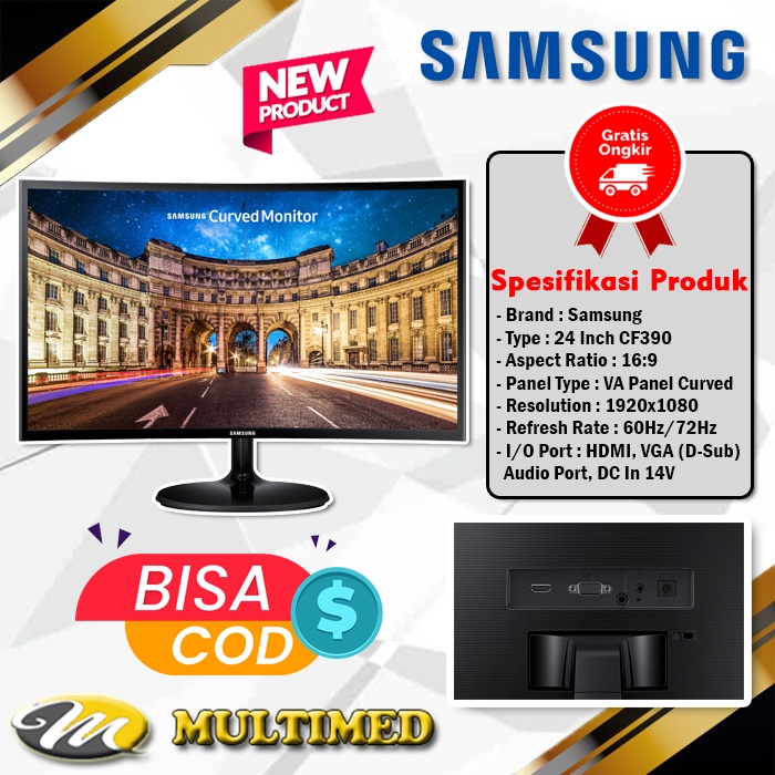 Layar Monitor Samsung 24 Inch Curved CF390 Full HD 16:9