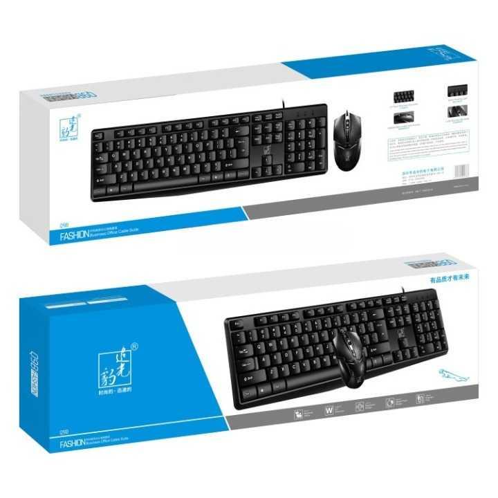 Set Keyboard Mouse Wired Universal Waterproof 1000 DPI - Q9B - Black