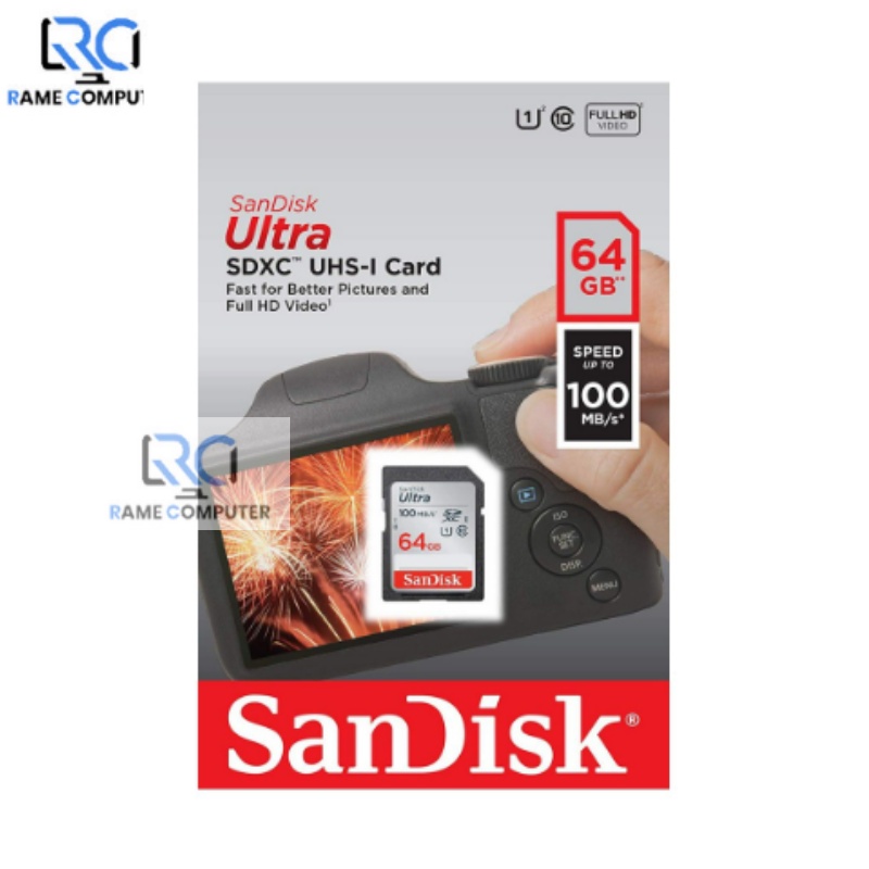Sandisk Ultra  sdhx Memory Card  64GB 100mb/s - kartu sd card kamera