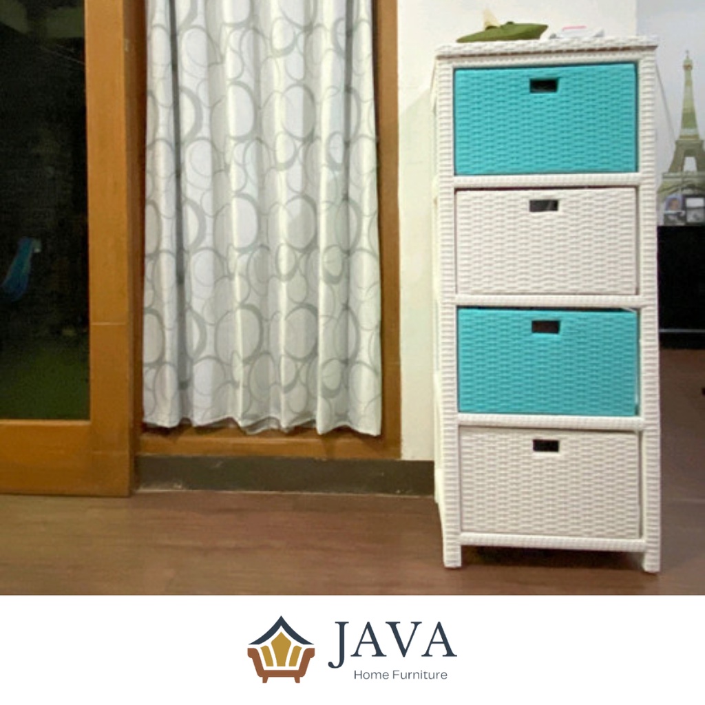 Lemari Laci 4 Susun Rotan Sintetis - Java Home Furniture