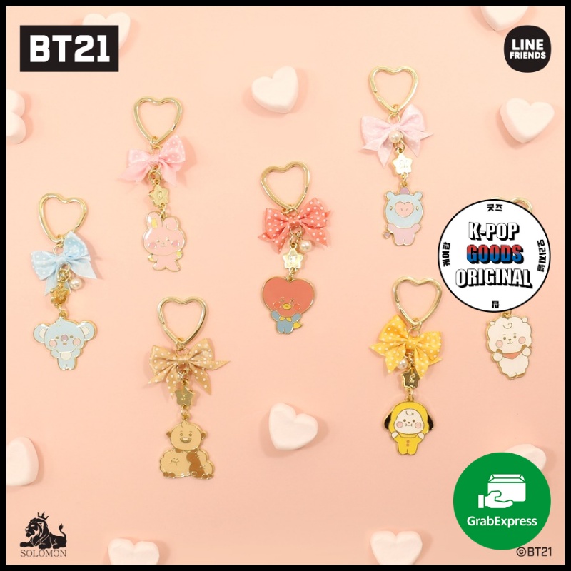 OFFICIAL BTS X BT21 Bura Bura Keychain Ver.2 / Gantungan Kunci BT21 Official