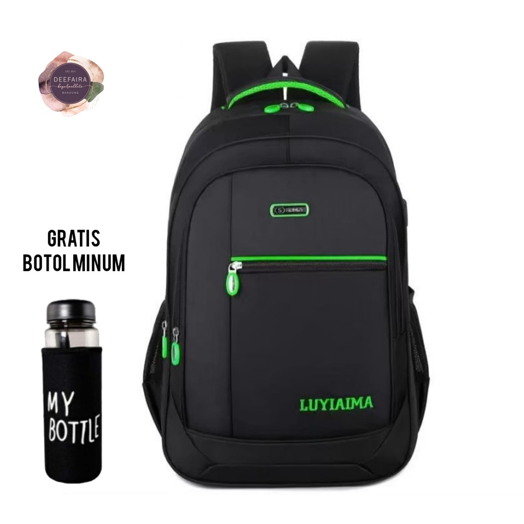 Tas Ransel Pria Serbaguna Model Lyo44 V1X Gratis Botol Minum Untuk Sekolah &amp; Kuliah