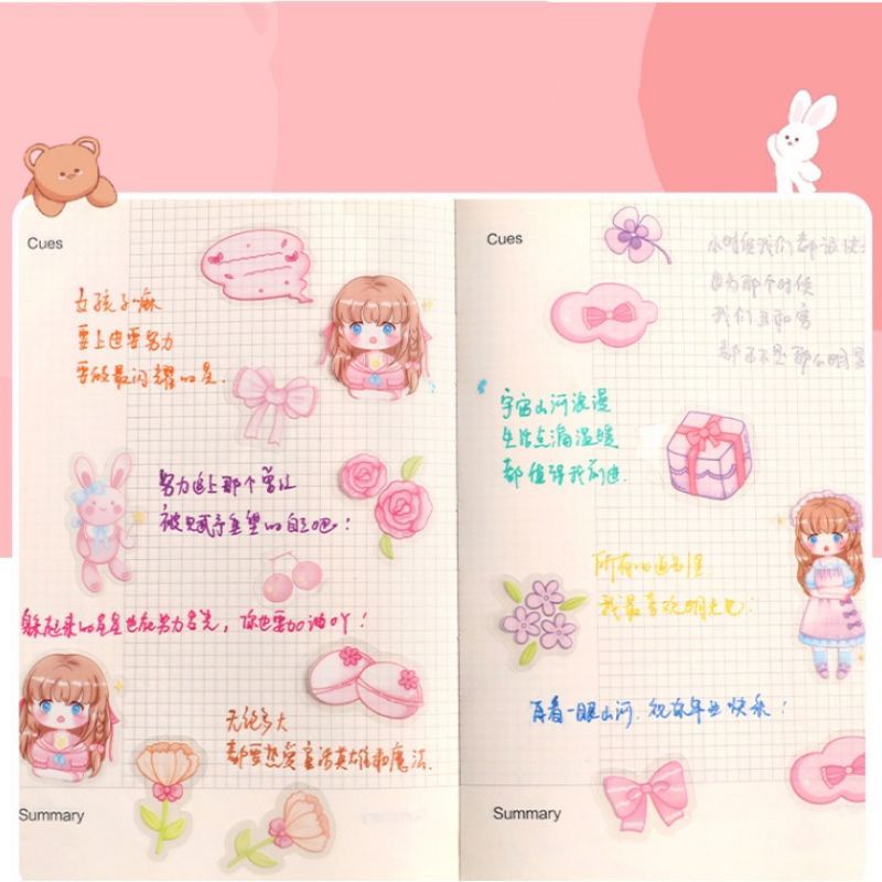 GP (45 pcs) Stiker Cute Girl dan Bear Dekorasi Kilat/stiker aesthetic/STIKER VIRAL SEKARANG