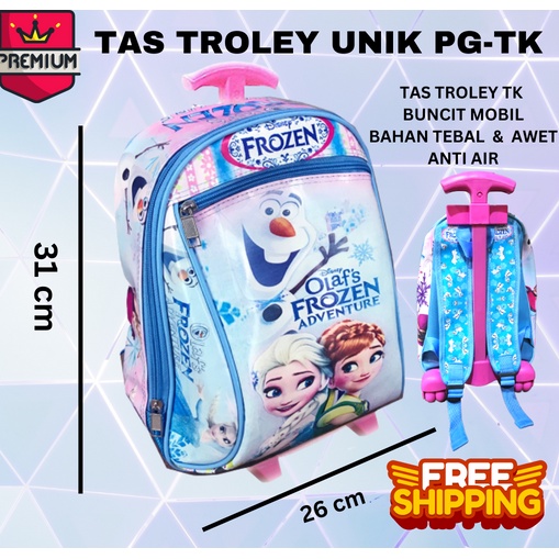 COD ~ TROLI + RANSEL MULTIFUNGSI Tas Troley Sekolah Anak PG BUNCIT Karakter Tas sekolah tas mobil tas bus tayo cars frozen minino bt21 spiderman avenger among us lol tsum TROLI GENDUT tk/pg