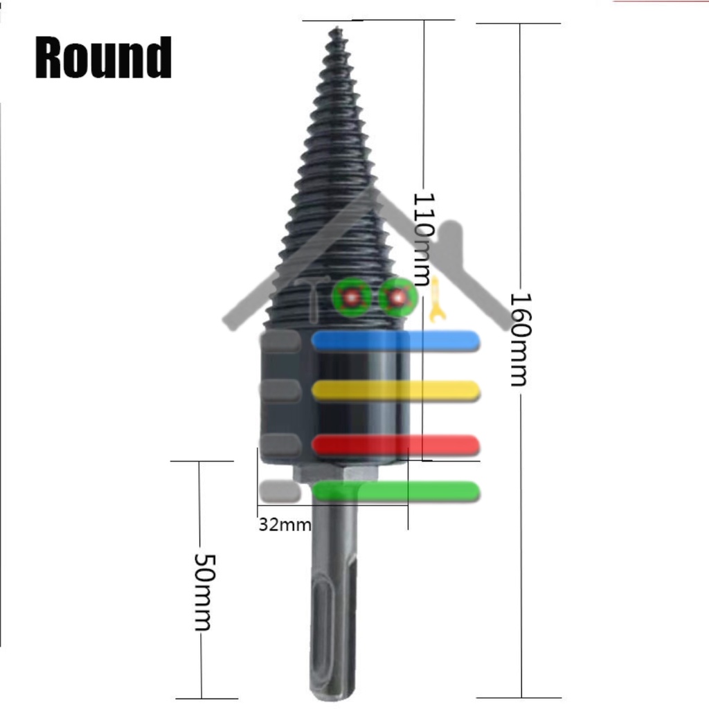 MATA BOR PAGODA 4IN1 PEMBELAH KAYU 42MM SDS PLUS SQUARE HEXAGONAL WOOD DRILL BIT SPLITTER