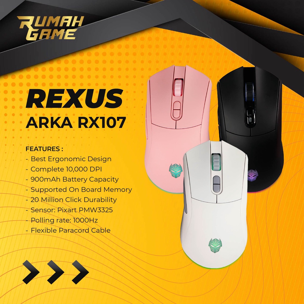 Rexus Arka II RX107 Mouse Gaming Rgb Wireless Dual Connection ARka 2