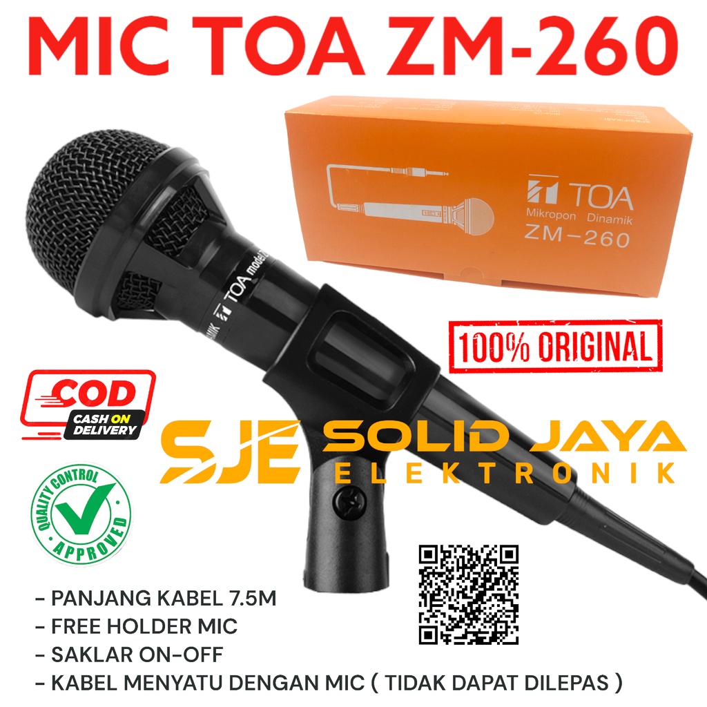 MICROPHONE MIC TOA ZM260 PROFESIONAL DINAMIC MIK ZM-260 ZM 260 MIKROPHONE KABEL VOCAL VOKAL DYNAMIC MIK MIKROPHONE TOA ORI ASLI ORIGINAL