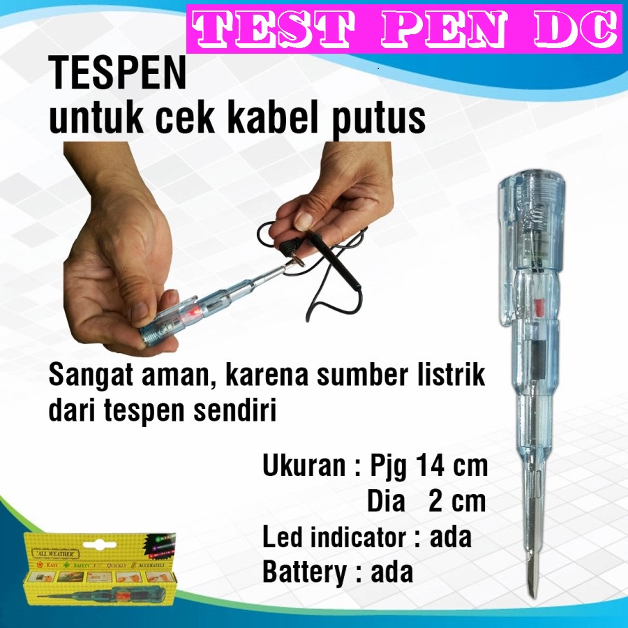 39H TESPEN DC testpen test pen alat cek kabel putus obeng kualitas etrbaik terbaru tanpa kabel anti 