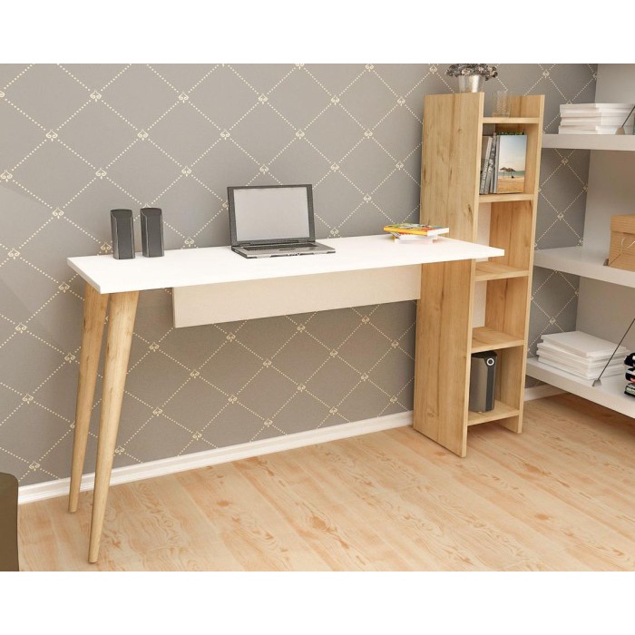 RAY MEJA KERJA PAKAI RAK BUKU SCANDINAVIAN TERBARU - MEJA BELAJAR RAK BUKU