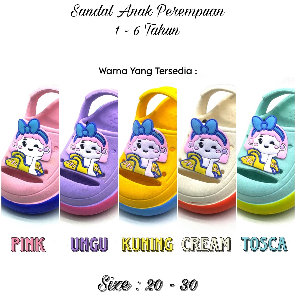 Sendal Baim Lucu Anak Perempuan Umur 1 - 6 Tahun Terbaru / Sandal Anak Cewek Tali Belakang Karakter Princess Disney