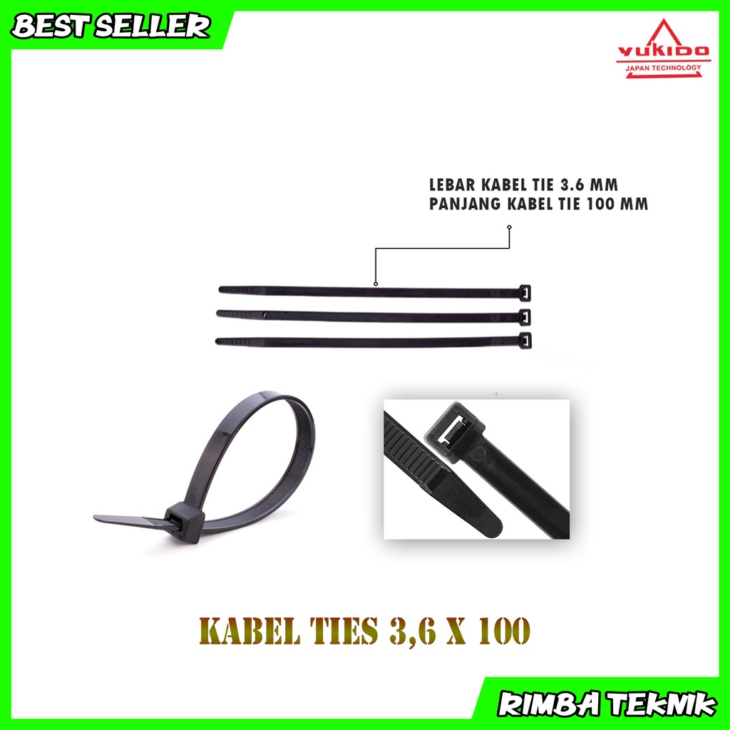 Kabel Ties Hitam  3.6x100mm / 10cm 1 Pack Isi 100pcs Cable tie/kabel tis Nylon