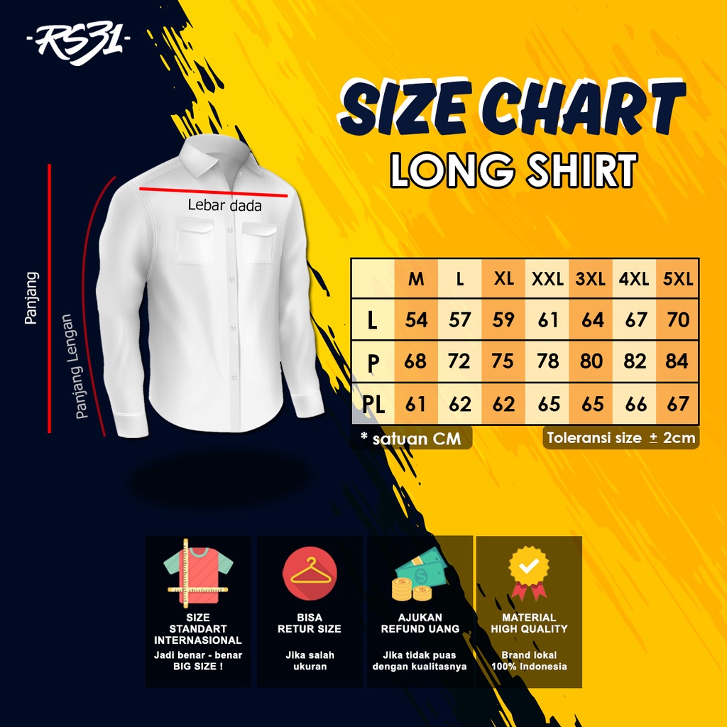 RS31 Baju Kemeja Albama Polo Shirt White Basic Cowok Jumbo - Kemeja Polo Lengan Panjang Putih Super Big Size