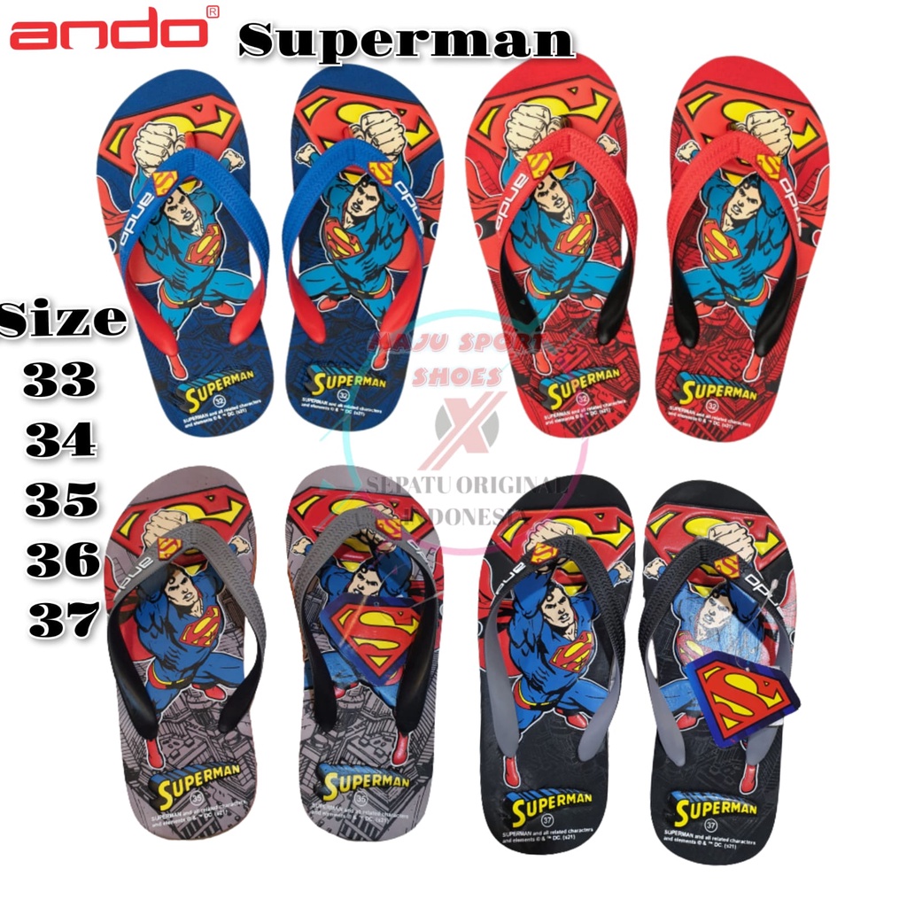 ANDO SPM 210 - SENDAL ANDO ANAK SUPERHERO SUPERMAN / SENDAL JEPIT ANAK / SENDAL JEPIT ANAK SUPERMAN
