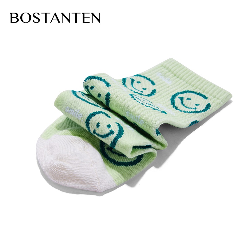 BOSTANTEN Korean white love socks green smiley socks stoking pria dan wanita couple socks fashion