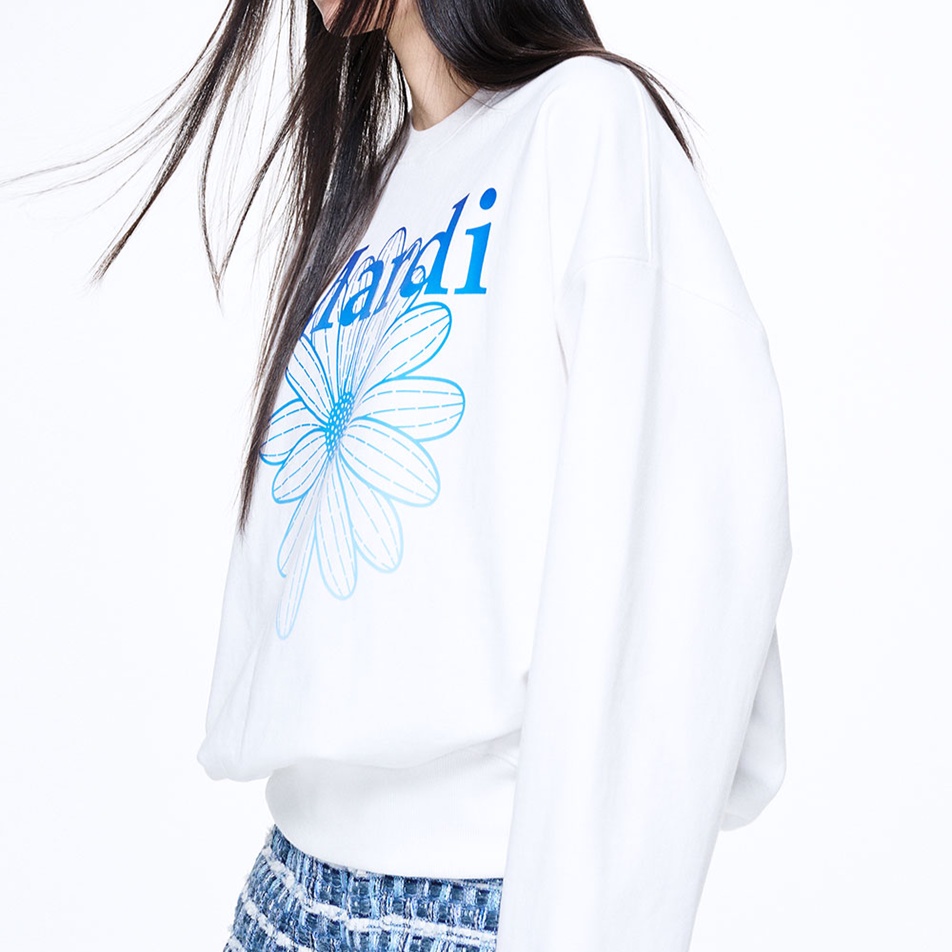 Mardi Gradation Flower Sweatshirt White / Blue