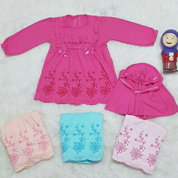 Gamis Anak Baju Muslim Bayi Perempuan Newborn Aqiqah Baru Lahir - Biru E0V8 Busana Muslim vintage mu