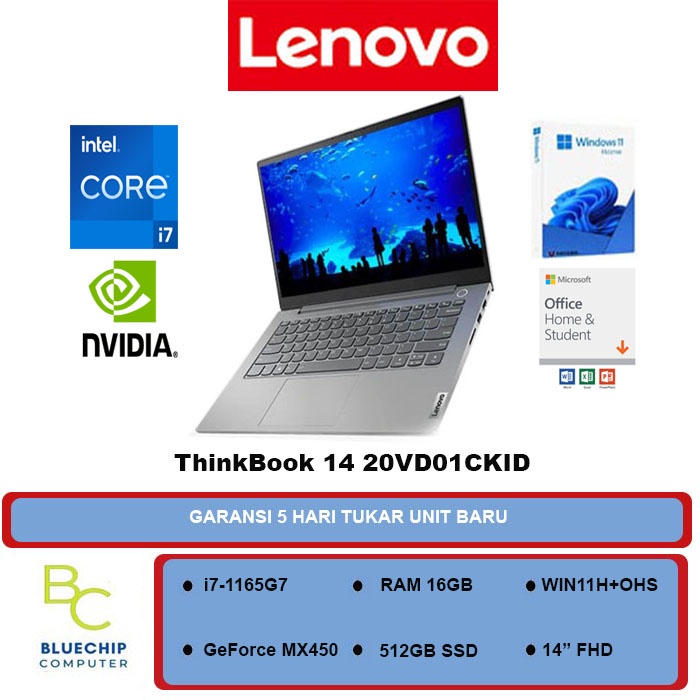 Laptop Lenovo ThinkBook 14 CKID - i7-1165G7 16GB 512GB MX450 2GB Win11