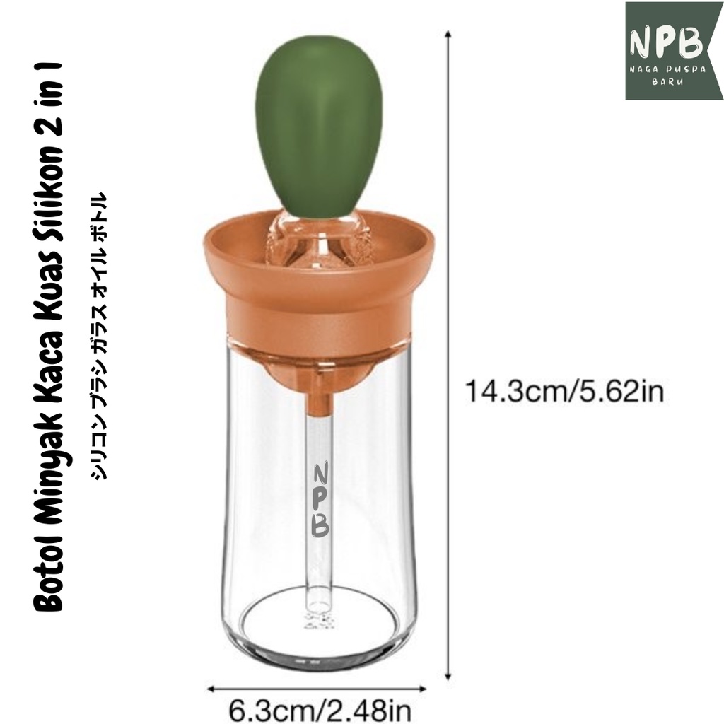 Botol Wadah Minyak Kaca Dengan Kuas Silikon 2 In 1 - Botol 2 In 1 denagn Kuas Silikon