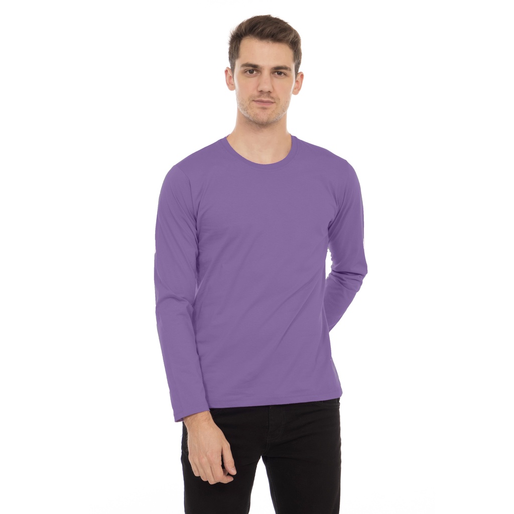 KAOS POLOS PANJANG COTTON COMBED 30S - KAOS LENGAN PANJANG PRIA ROUND NECK REGULER FIT (Ungu Lilac)