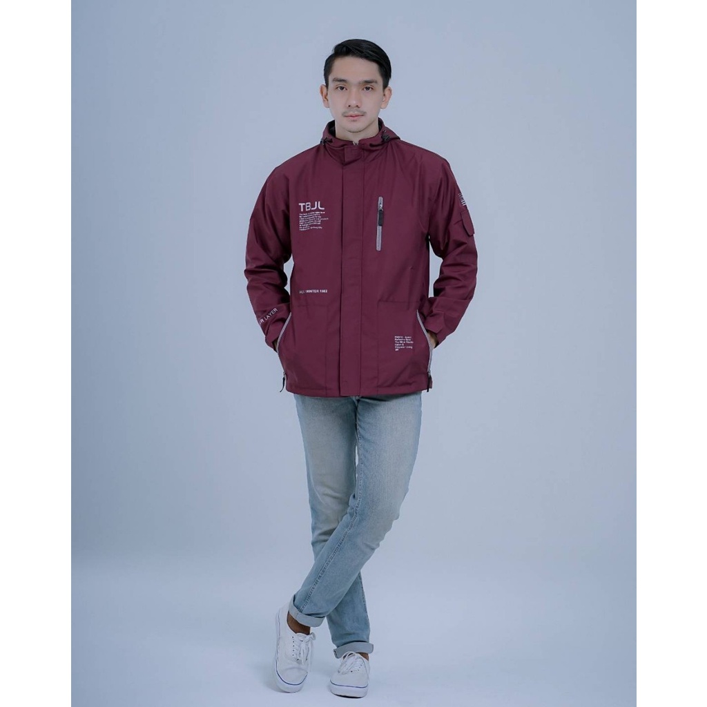 Maroon List Jaket Outdoor The Bojiel Nasa Jaket Parasut Jaket Pria Jaket Outdoor Jaket Windbreaker