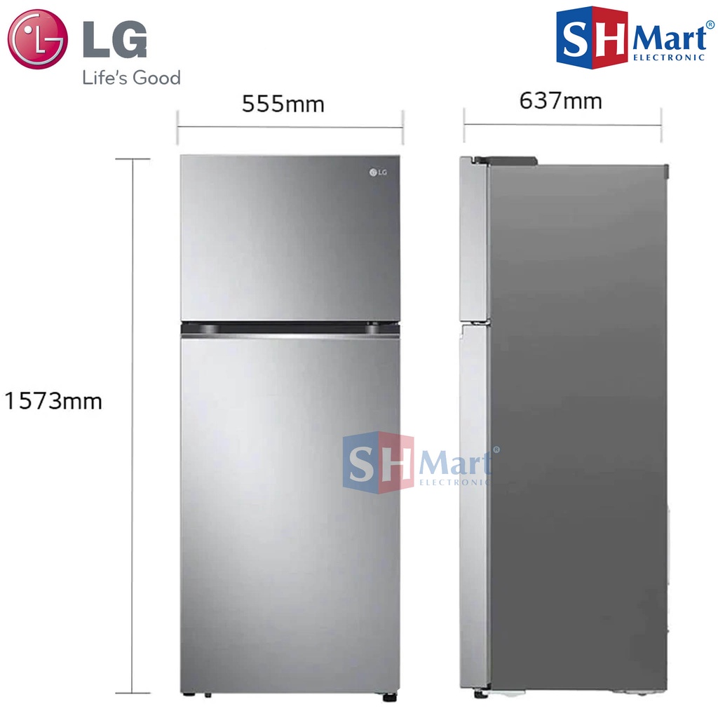 KULKAS 2 PINTU LG KAPASITAS 243 LITER GV-B242PLGB / GV-B242PXGB SMART INVERTER KOMPRESSOR GARANSI RESMI