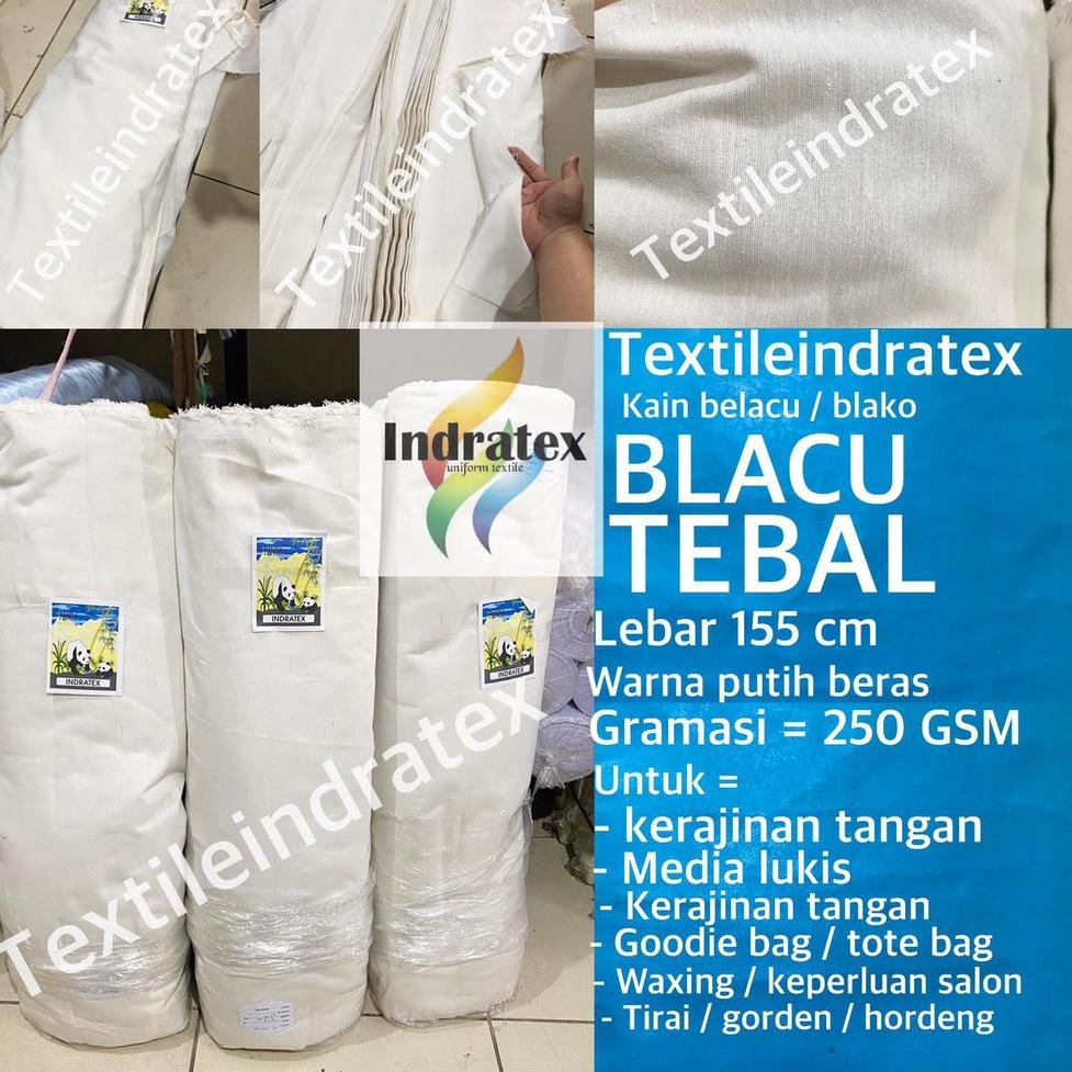 RECOMENDED ( per 1 roll ) Kain BLACU BELACU TEBAL putih polos lebar 155 cm CALICO FABRIC bahan sulam