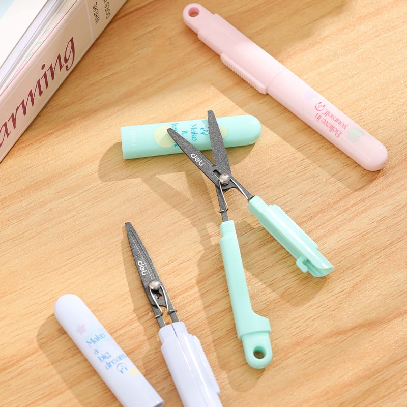 [DELI X AGNEZ MO] Deli Portable scissor / Gunting Portable Lucu Besi Teflon Z506