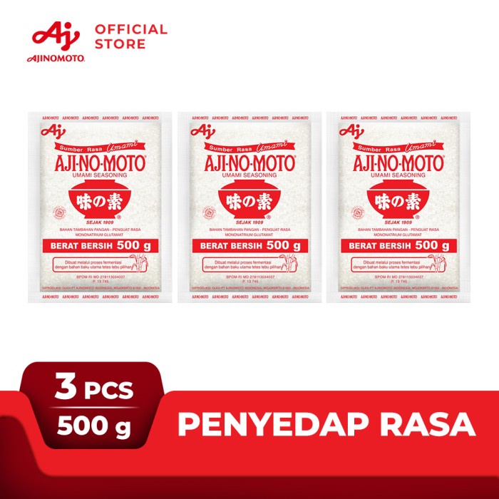 

[Ready sTOCK]cOD AJI-NO-MOTO® Penyedap Rasa MSG Ajinomoto 500g (3 pcs)