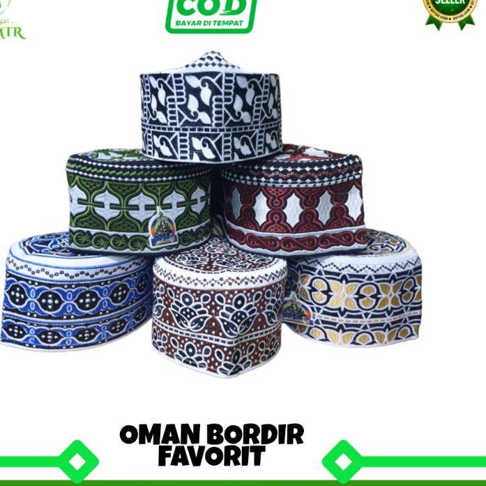 Kopiah Songkok Peci OMAN BANGLADESH ELEGANT Full Bordir Anak Dan Dewasa , Songkok Oman , Peci Haji B