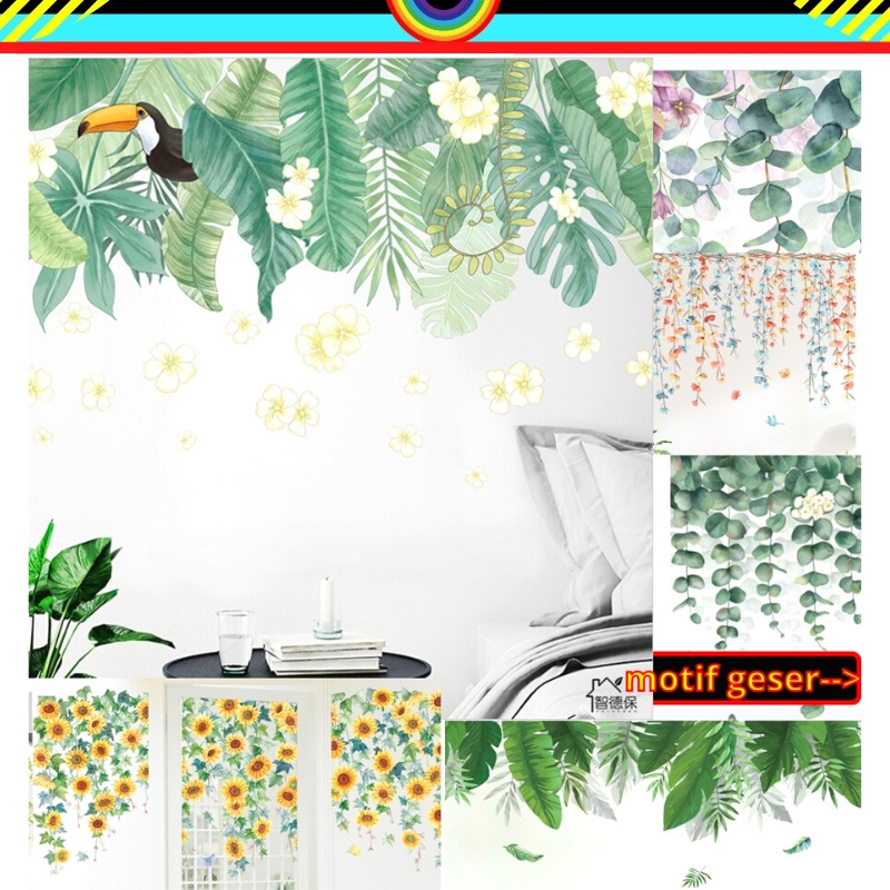 STIKER DINDING WALLSTICKER WALLPAPER POT DAUN PALEM HIJAU MONSTERA LEAF UNTUK CAFE RUANG TAMU STICKER DINDING SALUR SULUR DAUN POHON JUNTAI BUNGA MATAHARI WALLPAPER WALPAPER TEMBOK DEKORASI DECOR RUMAH MINIMALIS SULUR DAUN HIJAU BUNGA PUTIH @banyak