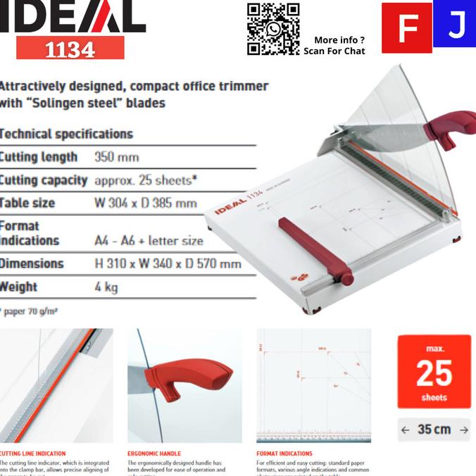

IDEAL 1134 Alat Pemotong Kertas A4 A6 - Paper Cutter Buatan Jerman