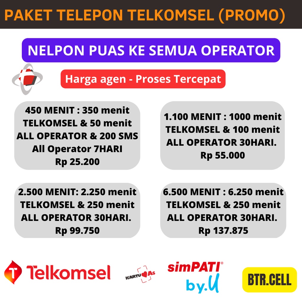 PAKET TELPON TELKOMSEL 7HARI 30HARI 450MENIT 1100MENIT 2500MENIT 6500MENIT HARGA MURAH LANGSUNG DIPR