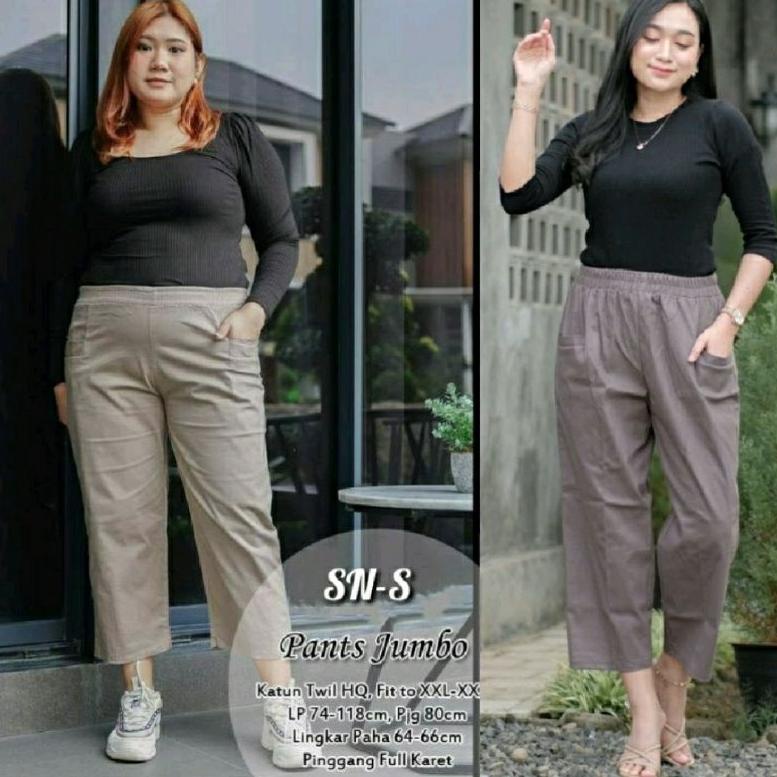 RECOMENDED CELANA WANITA JUMBO KEKINIAN 7/9 PANTS KATUN TWILL STRECH PREMIUM