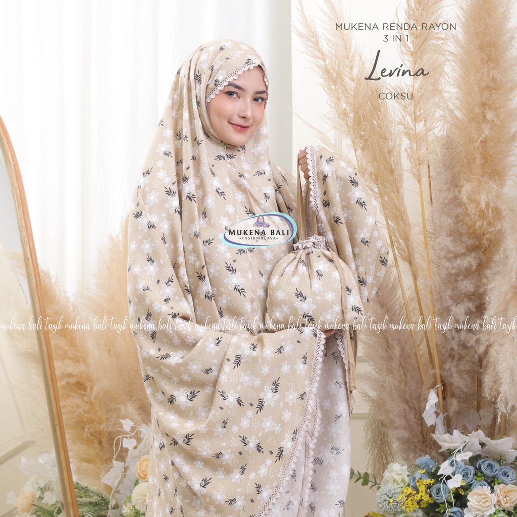 MUKENA BALI TASIK - MUKENA RENDA RAYON DEWASA 3 IN 1 LEVINA