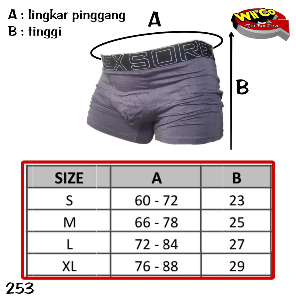 K253T - (DIJUAL PER 1 BOX ISI 3 Pcs) CELANA DALAM BOXER PRIA DEWASA SOREX  SIZE S - XL