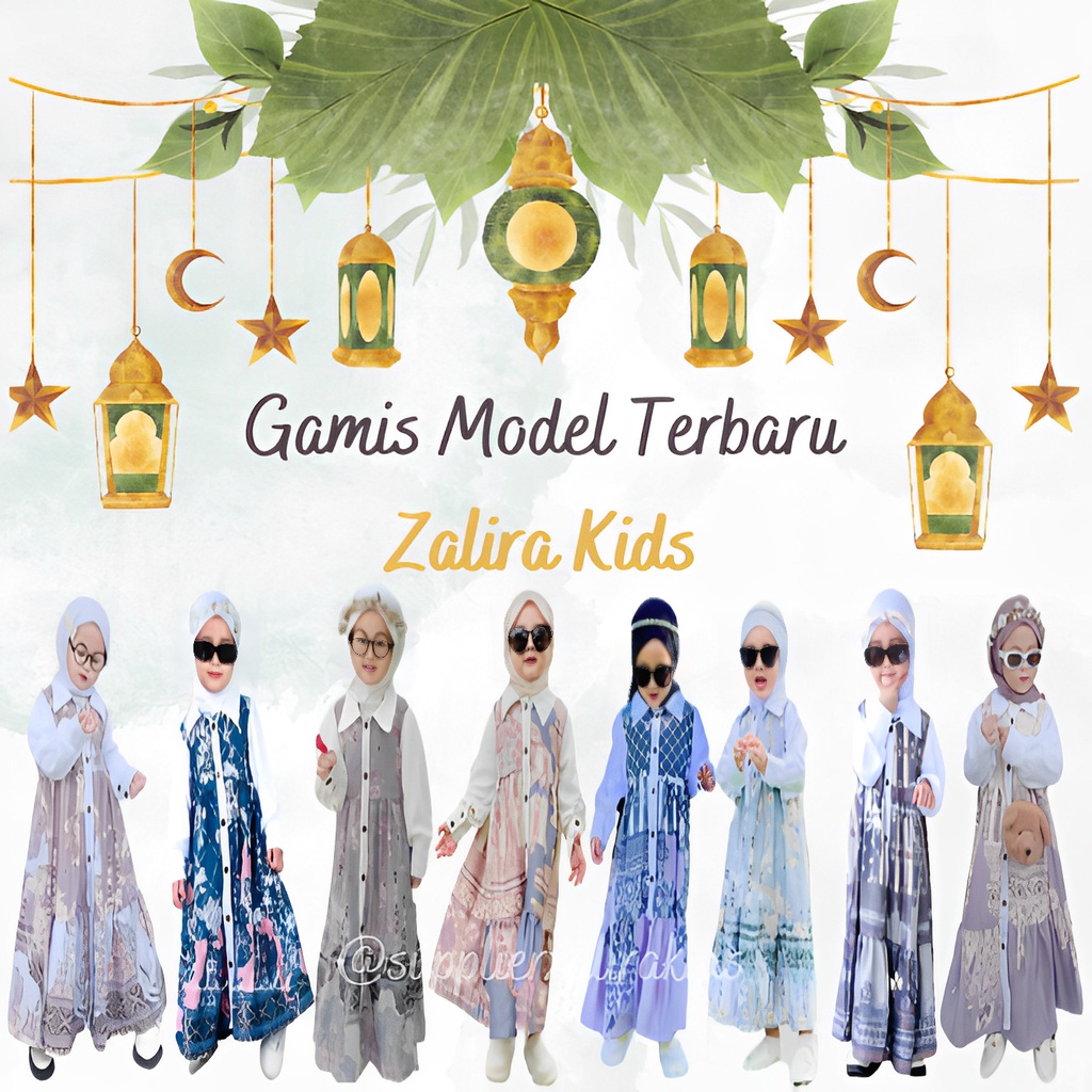Gamis Anak Pakaian Muslim Perempuan Zalira Kids TERBARU Lebaran 2023