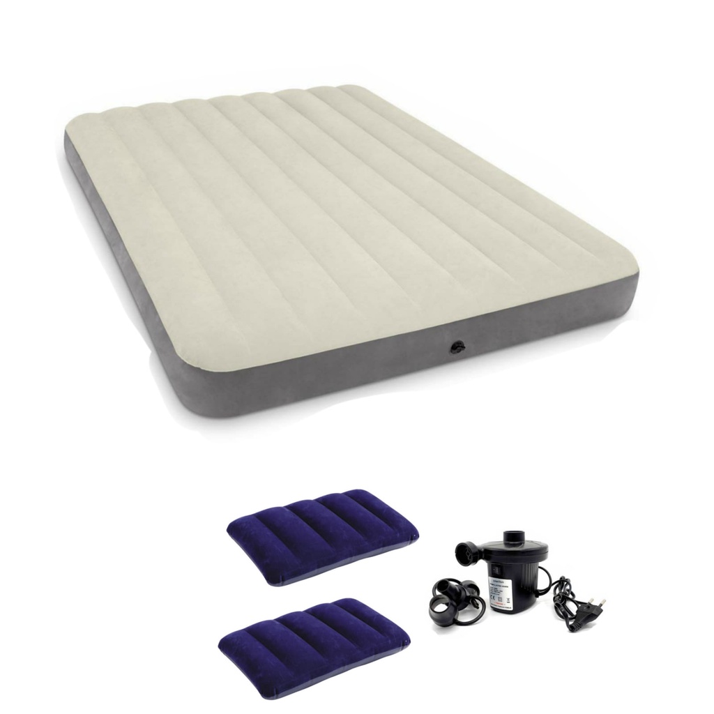 Kasur Angin Intex Queen Deluxe High Airbed PROMO BUNDLING 64709