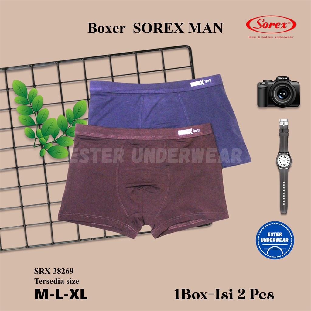 Boxer Katun Pria Sorex Sporty 38269 Celana Dalam Pria Katun Isi 2Pcs