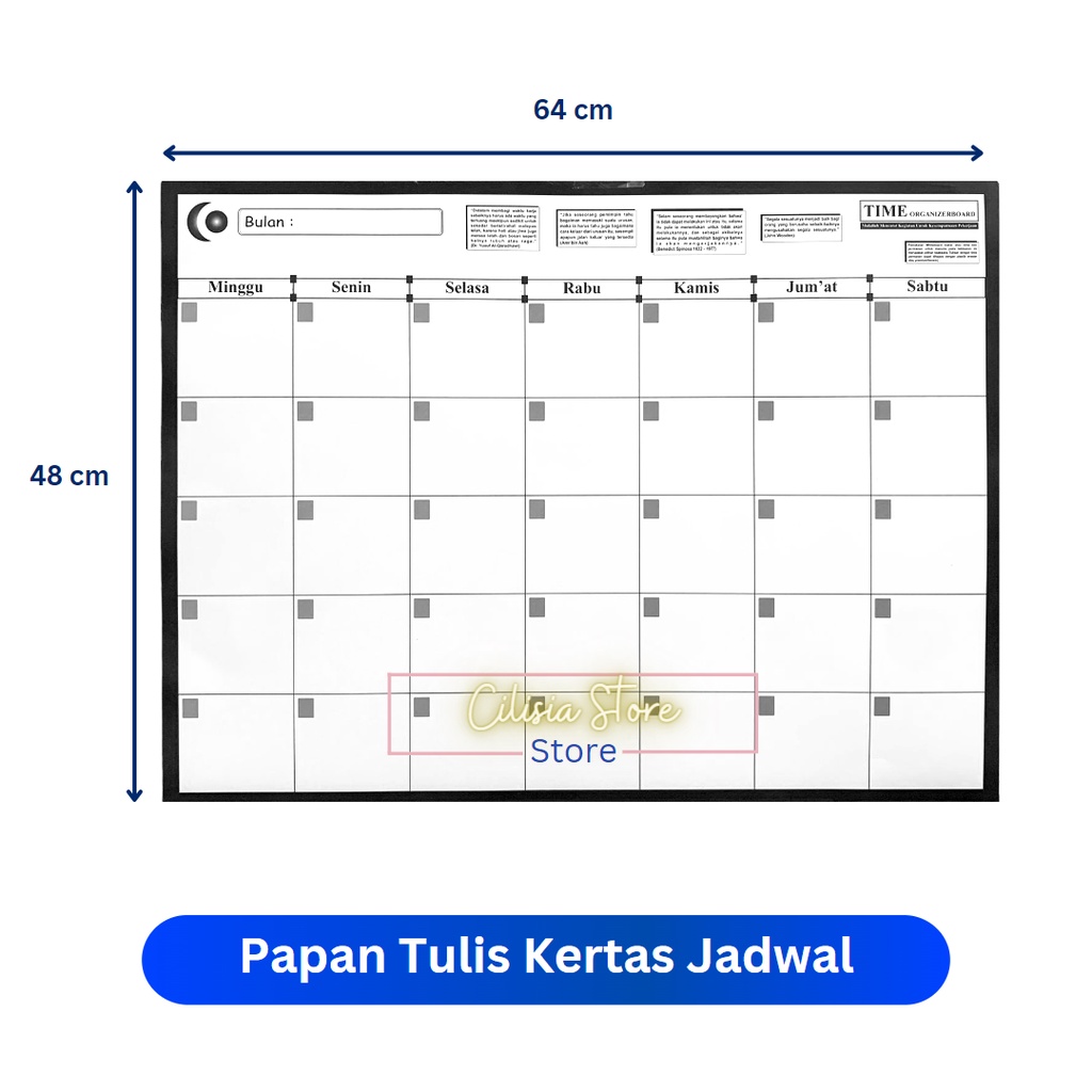

Whiteboard Kertas / Papan Tulis Jadwal / Schedule Board / Papan Jadwal