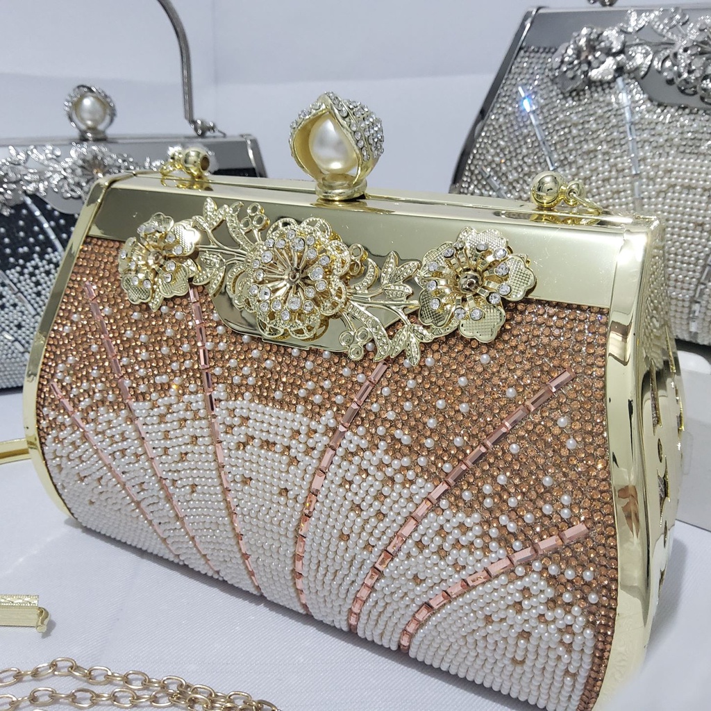 Tas Pesta Farnell Wanita Ukuran Besar Cantik Clutch Diamond 2913/2924 Elegan Mewah Cantik Muat HP