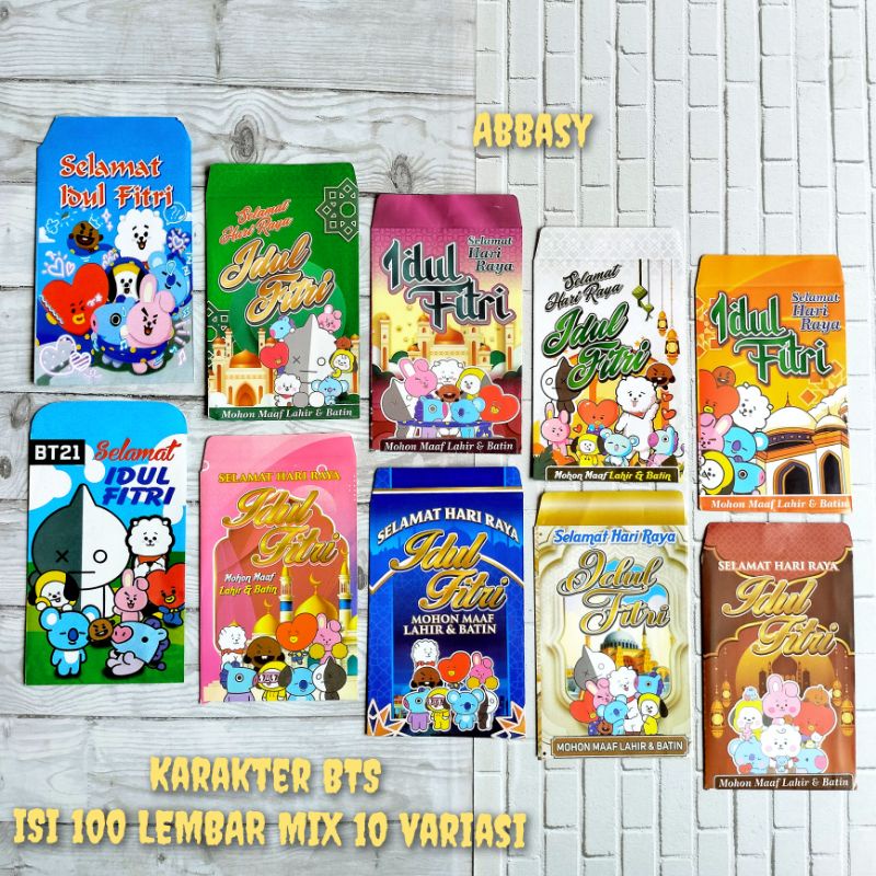 

100 lembar amplop lebaran ampau lebaran karakter bts/BT21 pergambar