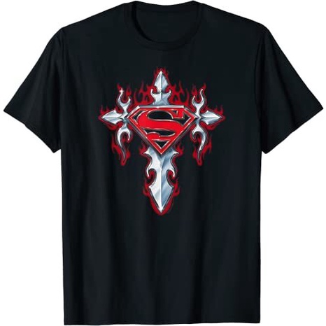 Baju Kaos Dewasa Superman Gothic Steel Logo T-Shirt Pakaian Fashion Katun Pria Wanita Distro Lengan 